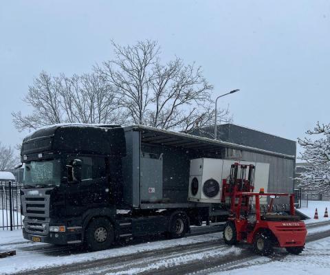 heater in de sneeuw